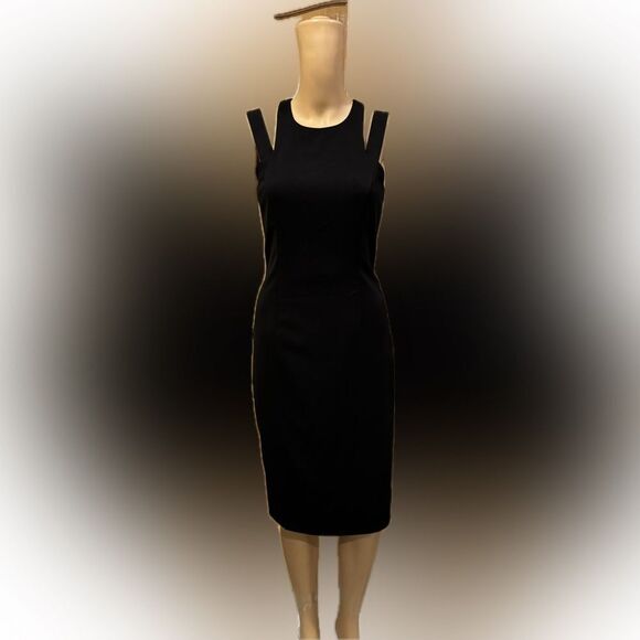 Jay Godfrey Black Wide Strap Sleeveless Pencil Midi Dress Sz 2 - Picture 1 of 7
